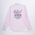 China men's soft cotton pink long sleeve embroidery shirt Factory